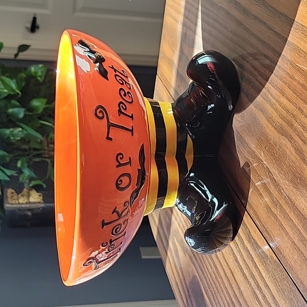 "Trick or Treat" Witches Footed Candy Bowl Dish